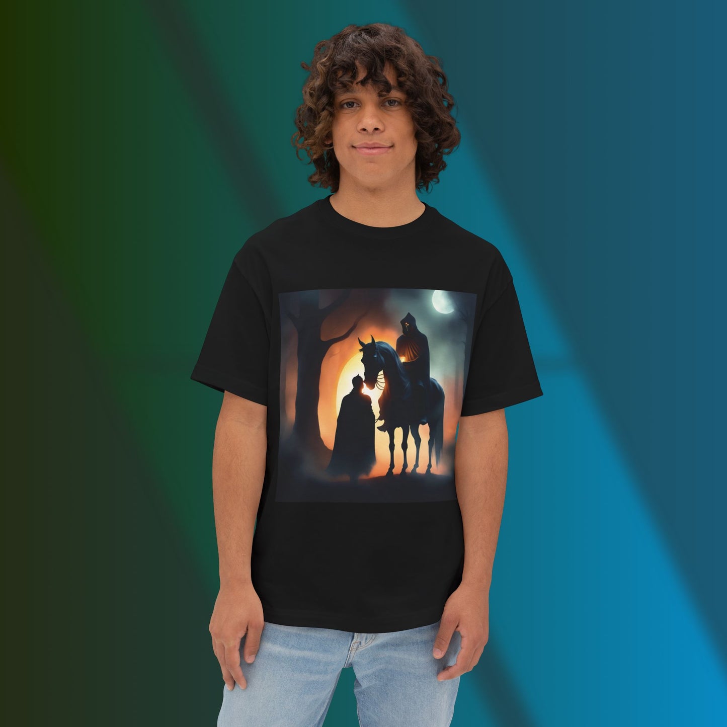 Mysterious Fantasy Art Tee | Unisex Oversized Boxy Tee, Graphic T-Shirt, Gift for Fantasy Lovers, Casual Wear, Halloween Style