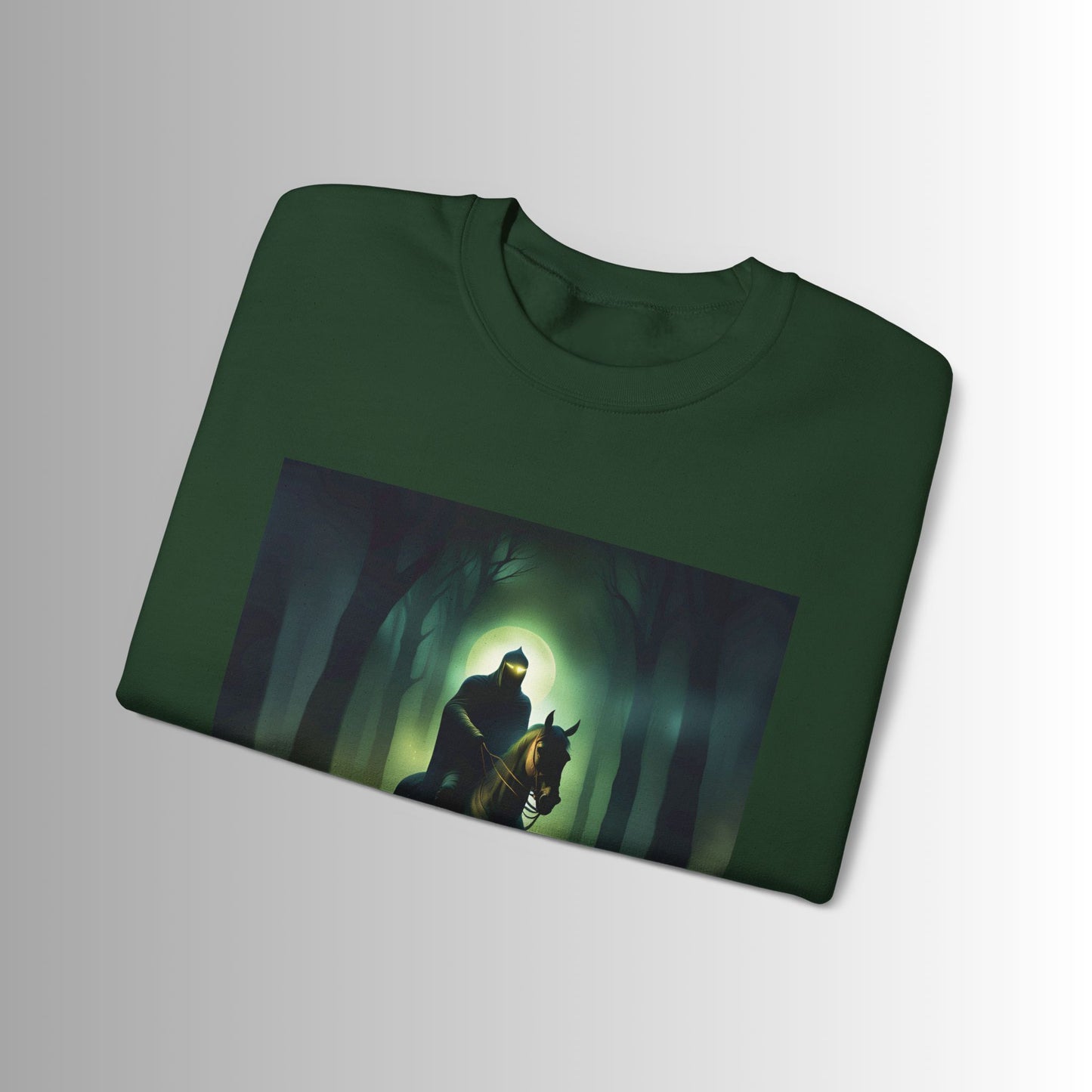 Mysterious Rider Sweatshirt - Cozy Unisex Crewneck, Perfect for Fall Nights, Halloween, Costume Parties, Eerie Vibes, Gift Idea