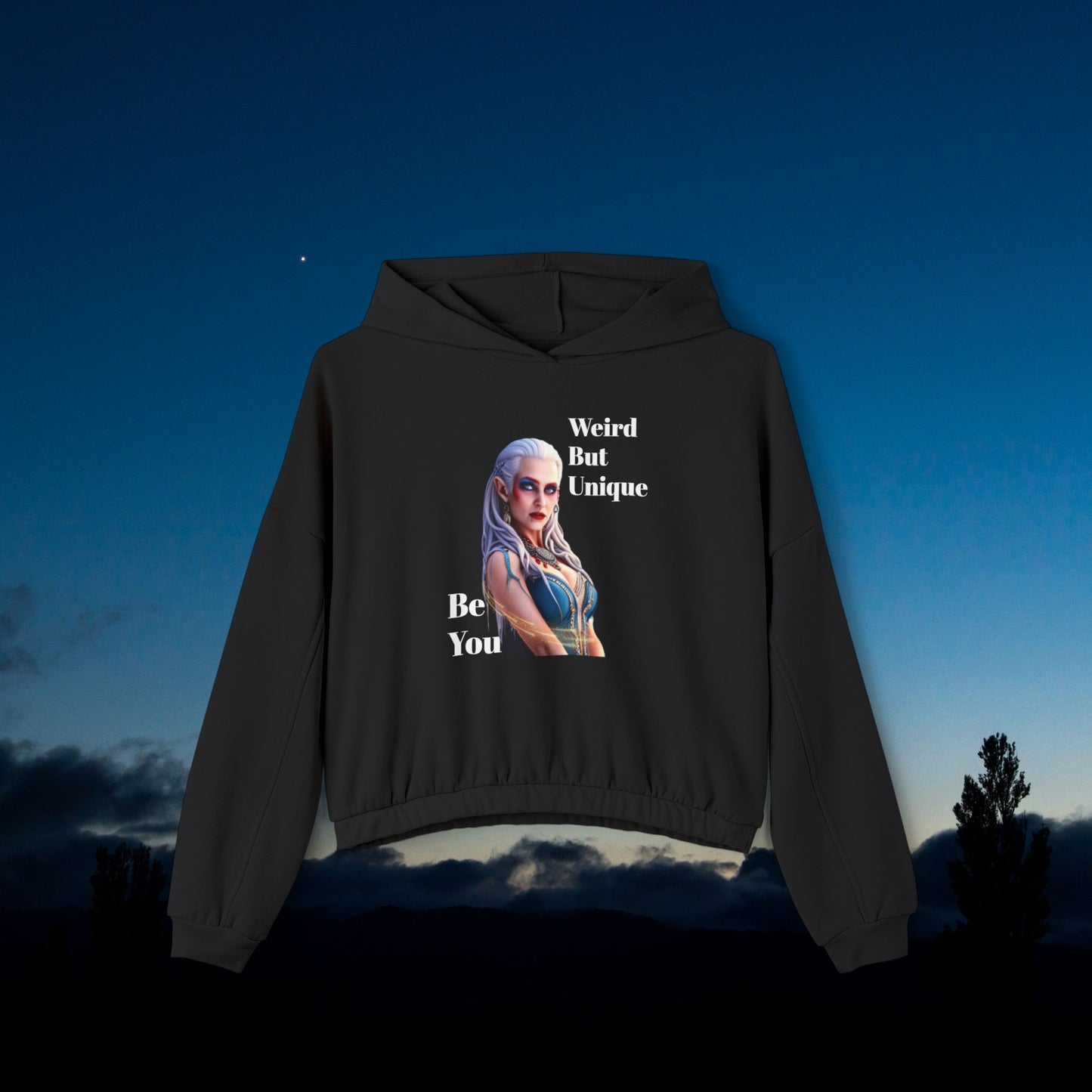 Vampire Of The Snowy Night Cinched Bottom Hoodie