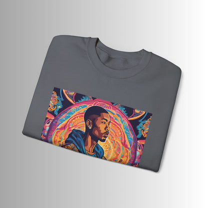 Tribe Of Dreams Standing In Front Of An Ornate Patterned Background Crewneck Sweatshirt