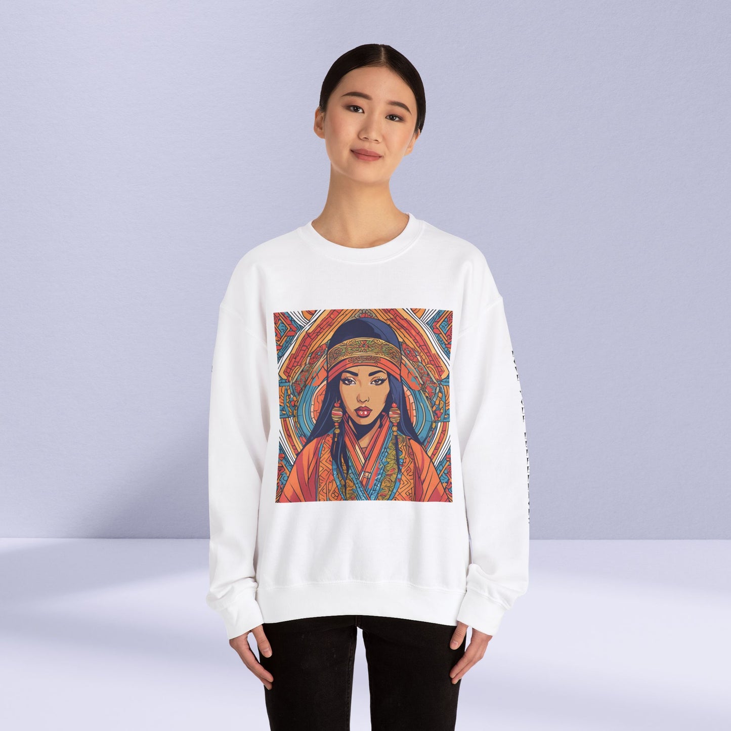 Illustration Of A Woman In Traditional Clothing Heavy Blend™ Sweatshirt