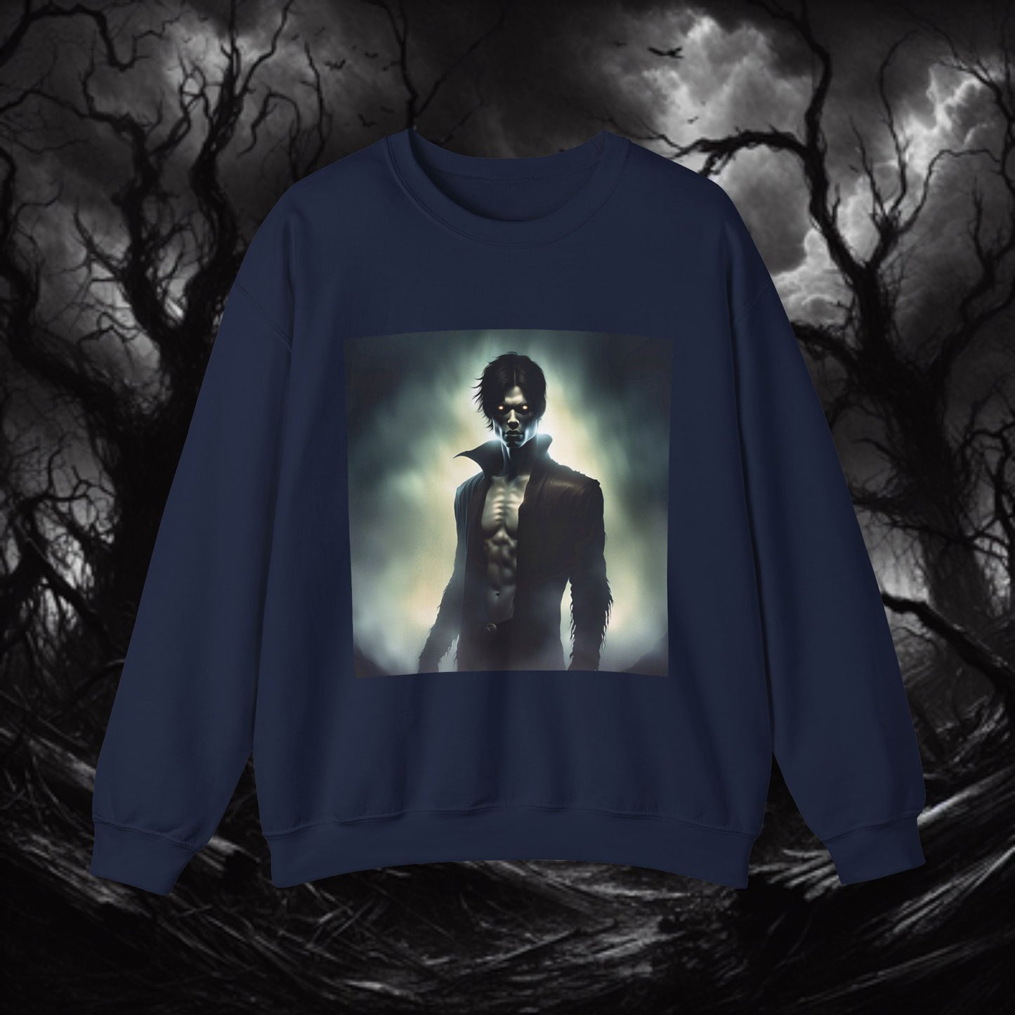 Gothic Style Crewneck Sweatshirt - Unisex Heavy Blend, Perfect for Halloween, Gift for Horror Fans, Cozy Layers, Unique Streetwear
