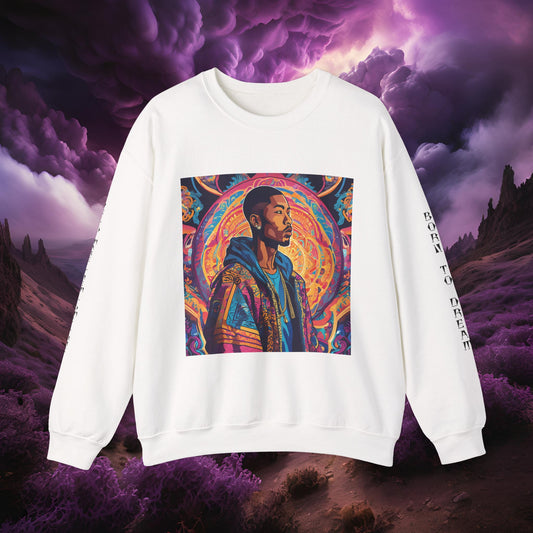 Tribe Of Dreams Standing In Front Of An Ornate Patterned Background Crewneck Sweatshirt