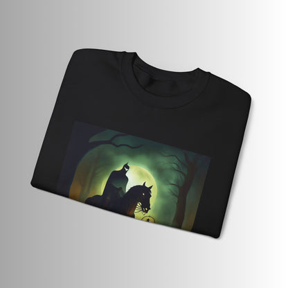 Haunting Horseman Sweatshirt | Cozy Halloween Apparel, Unisex Crewneck, Spooky Gift, Fall Fashion, Eerie Nightwear