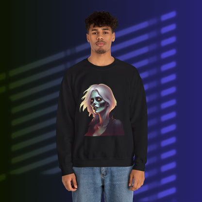 Gothic Horror Sweatshirt with Creepy Zombie Design, Unisex Crewneck for Halloween, Haunted House, Dark Aesthetic, Gift Idea