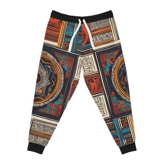 An African Pattern On A Red, Orange and Blue Athletic Joggers