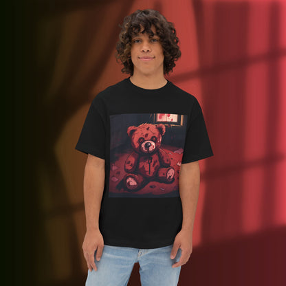 Spooky Bloody Teddy Bear Graphic Tee, Oversized T-Shirt, Unisex Horror Apparel, Perfect for Halloween, Cozy Casual Wear