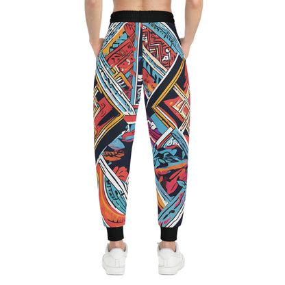 Seamless Pattern With Tribal Elements On A Black Canvas Joggers