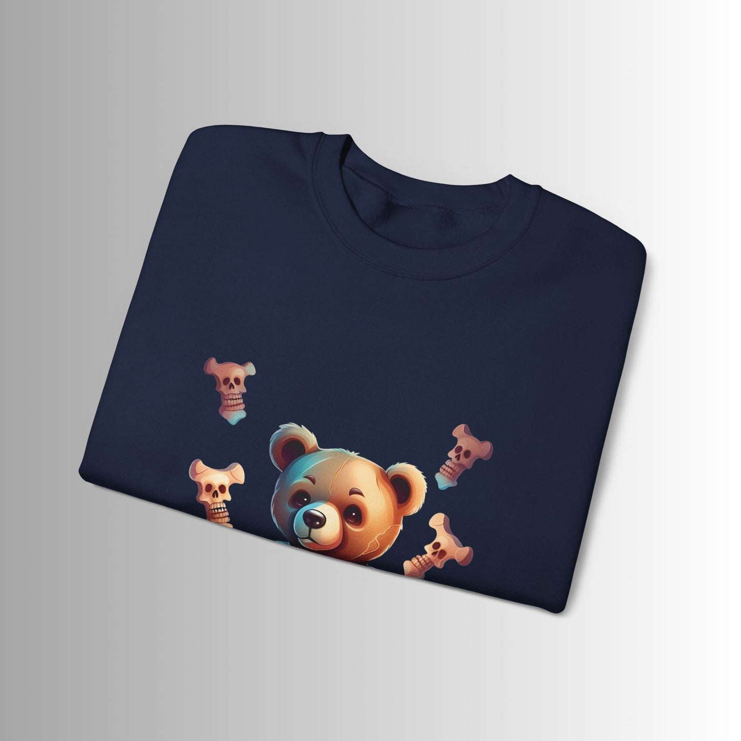 Creepy Bear Sweatshirt, Unisex Heavy Blend™ Crewneck, Horror Sweatshirt, Gift for Horror Lovers, Spooky Autumn Apparel, Halloween Outfit