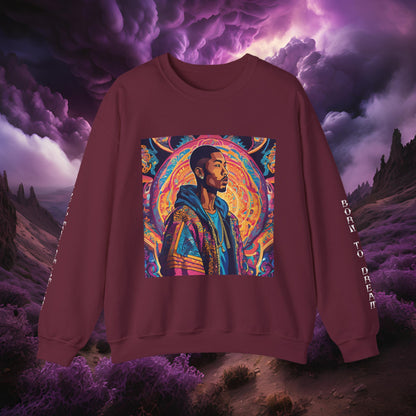 Tribe Of Dreams Standing In Front Of An Ornate Patterned Background Crewneck Sweatshirt