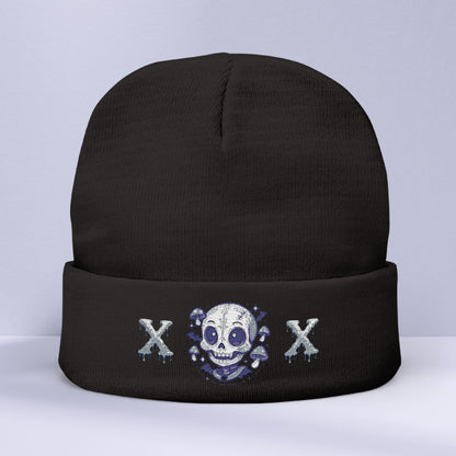 Embroidered Cute Spooky Skull Halloween Knit Beanie