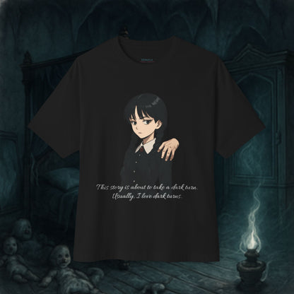Oversized Boxy Tee - Wednesday Adams & Thing Animation Style Shirt.