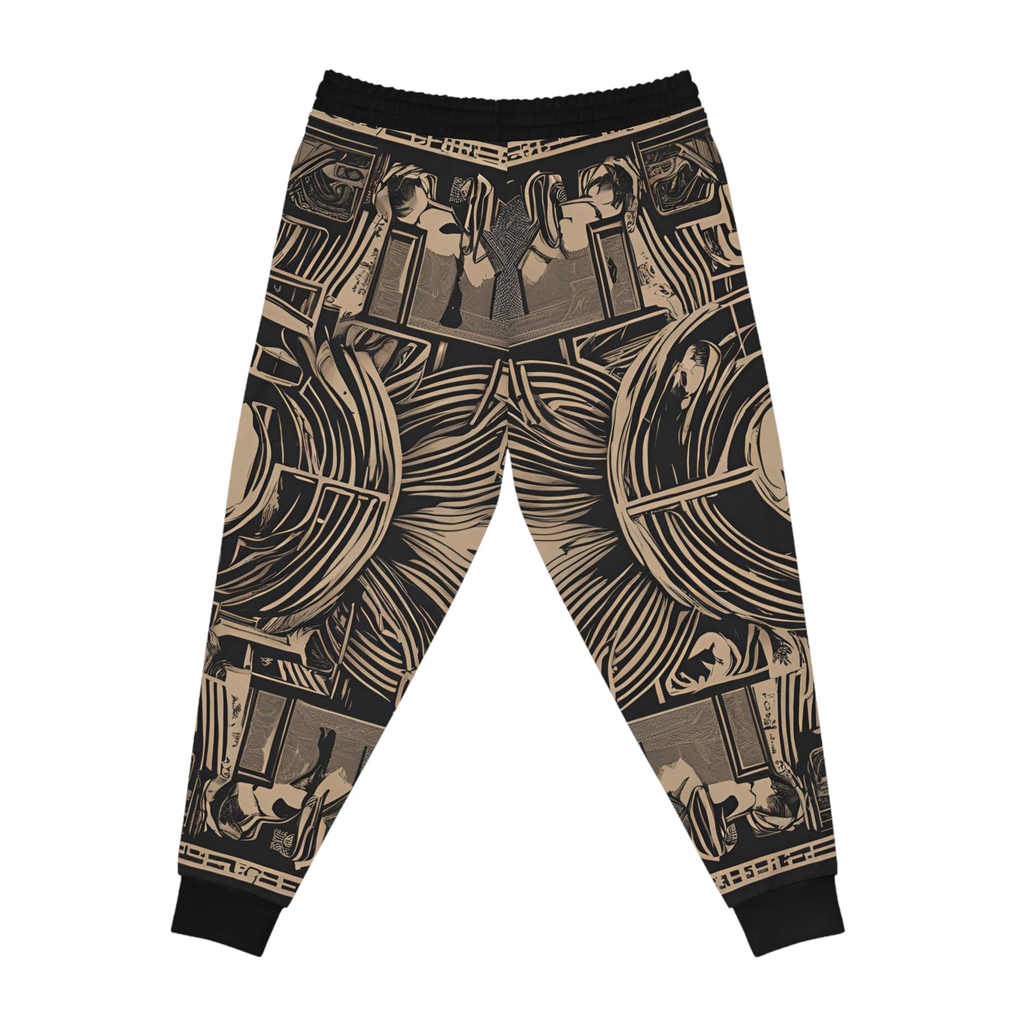 A Circular Black And Gold Line Pattern Design Joggers