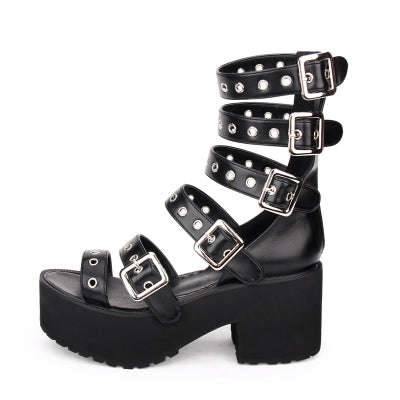 Punk Platform Sandals With High Heels