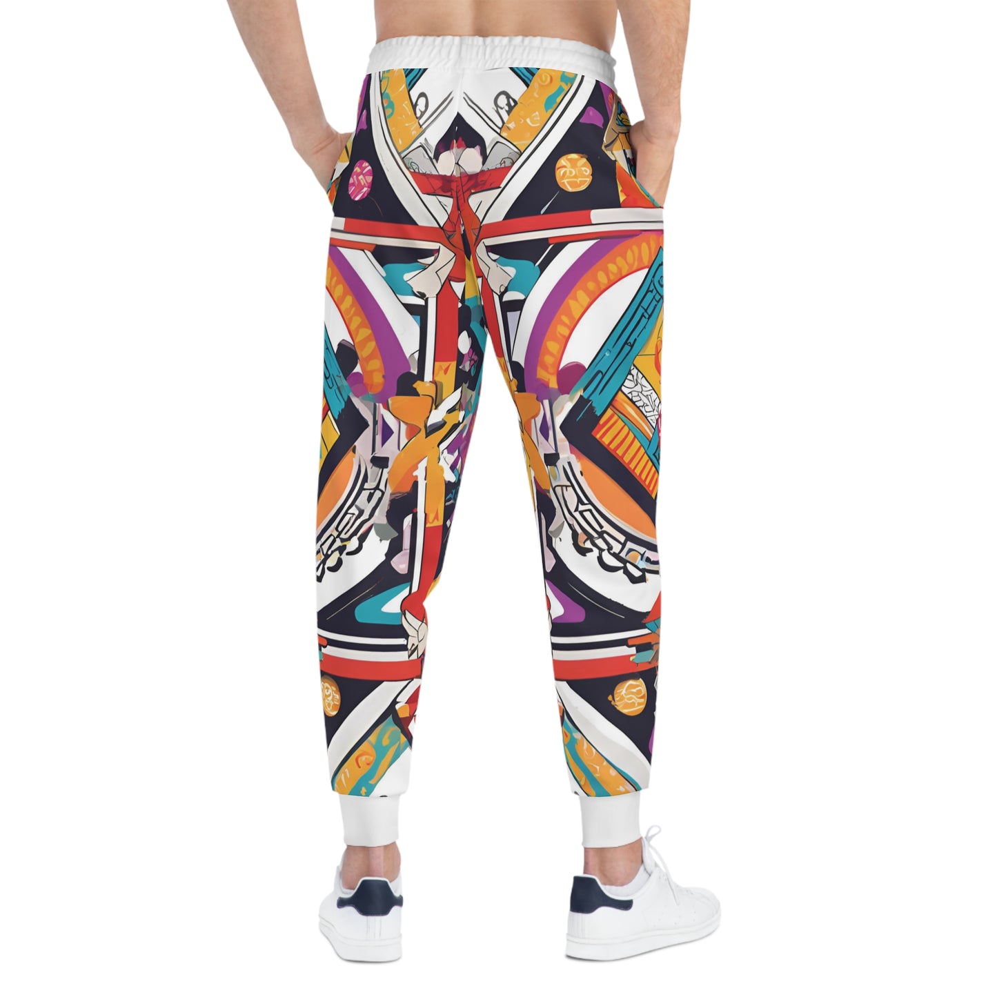 Colorful Geometric Pattern On A White Background Sweatpants