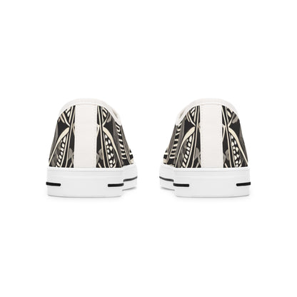 Women's Architectural Pattern Men's Low Top Sneakers — Vintage Facade Print