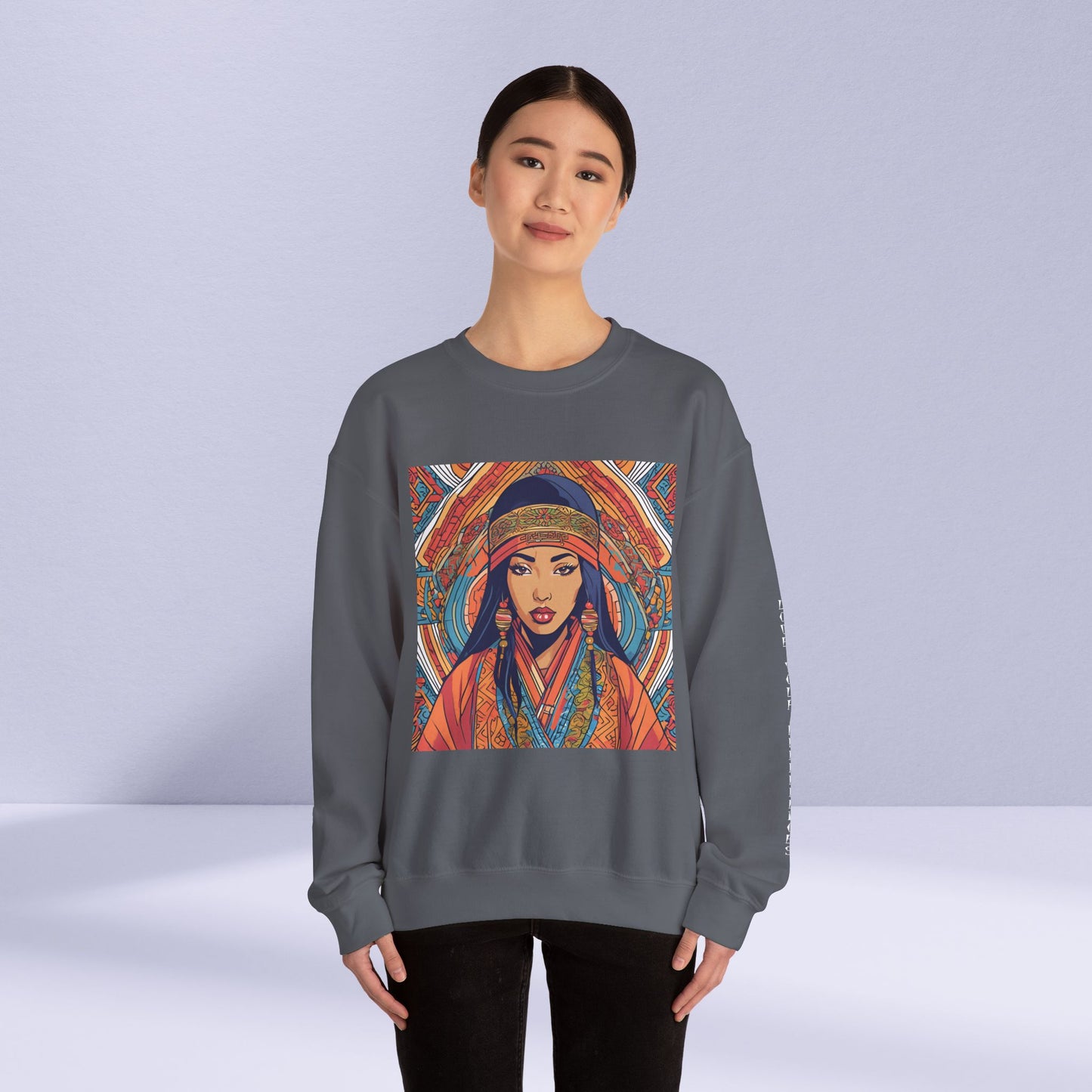 Illustration Of A Woman In Traditional Clothing Heavy Blend™ Sweatshirt