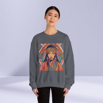 Illustration Of A Woman In Traditional Clothing Heavy Blend™ Sweatshirt