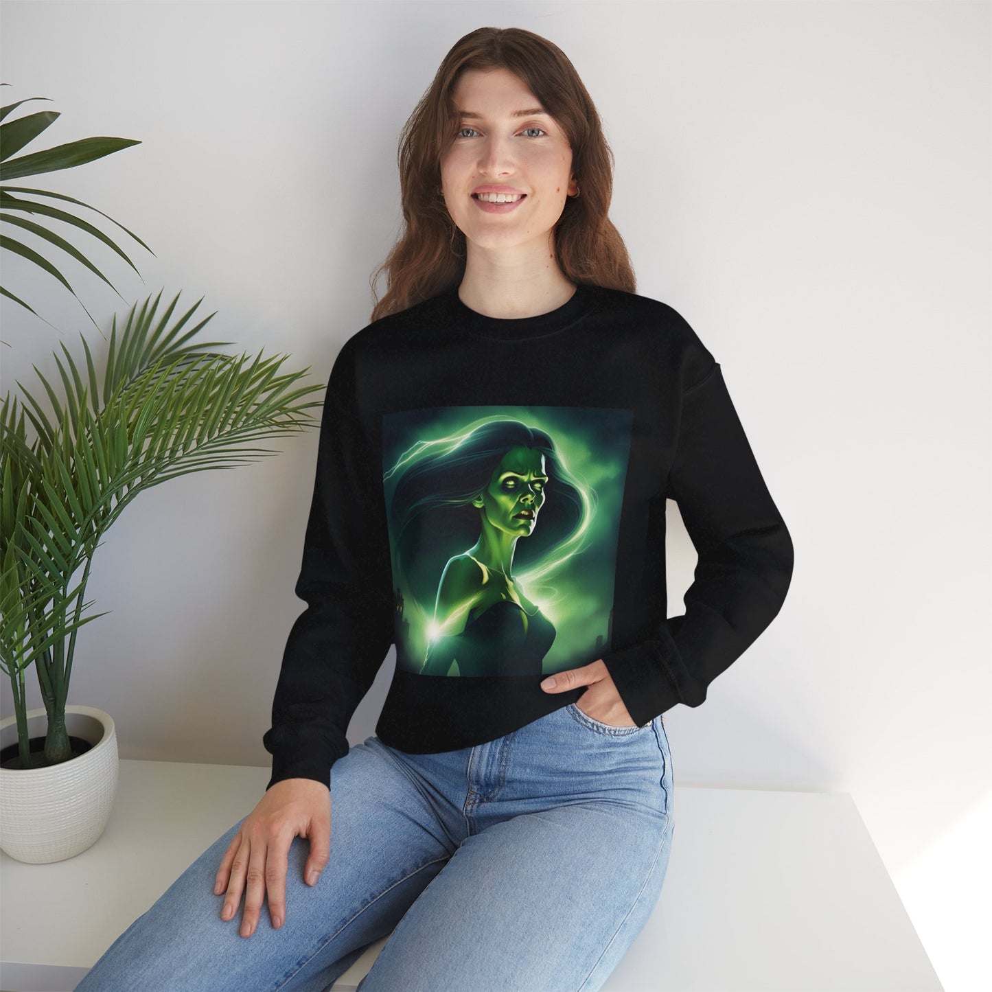 Unisex Female Frankenstein Heavy Blend™ Crewneck Sweatshirt