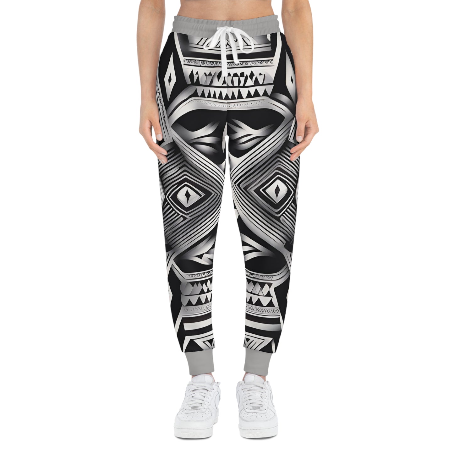 Athletic Black And White Tribal Design Sweatpants