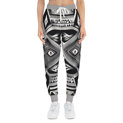 Athletic Black And White Tribal Design Sweatpants