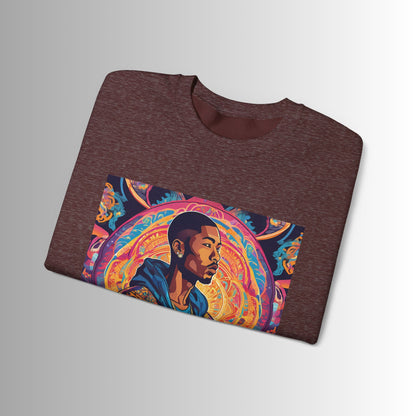 Tribe Of Dreams Standing In Front Of An Ornate Patterned Background Crewneck Sweatshirt