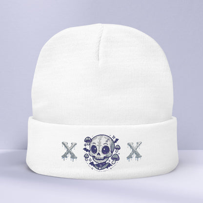 Embroidered Cute Spooky Skull Halloween Knit Beanie
