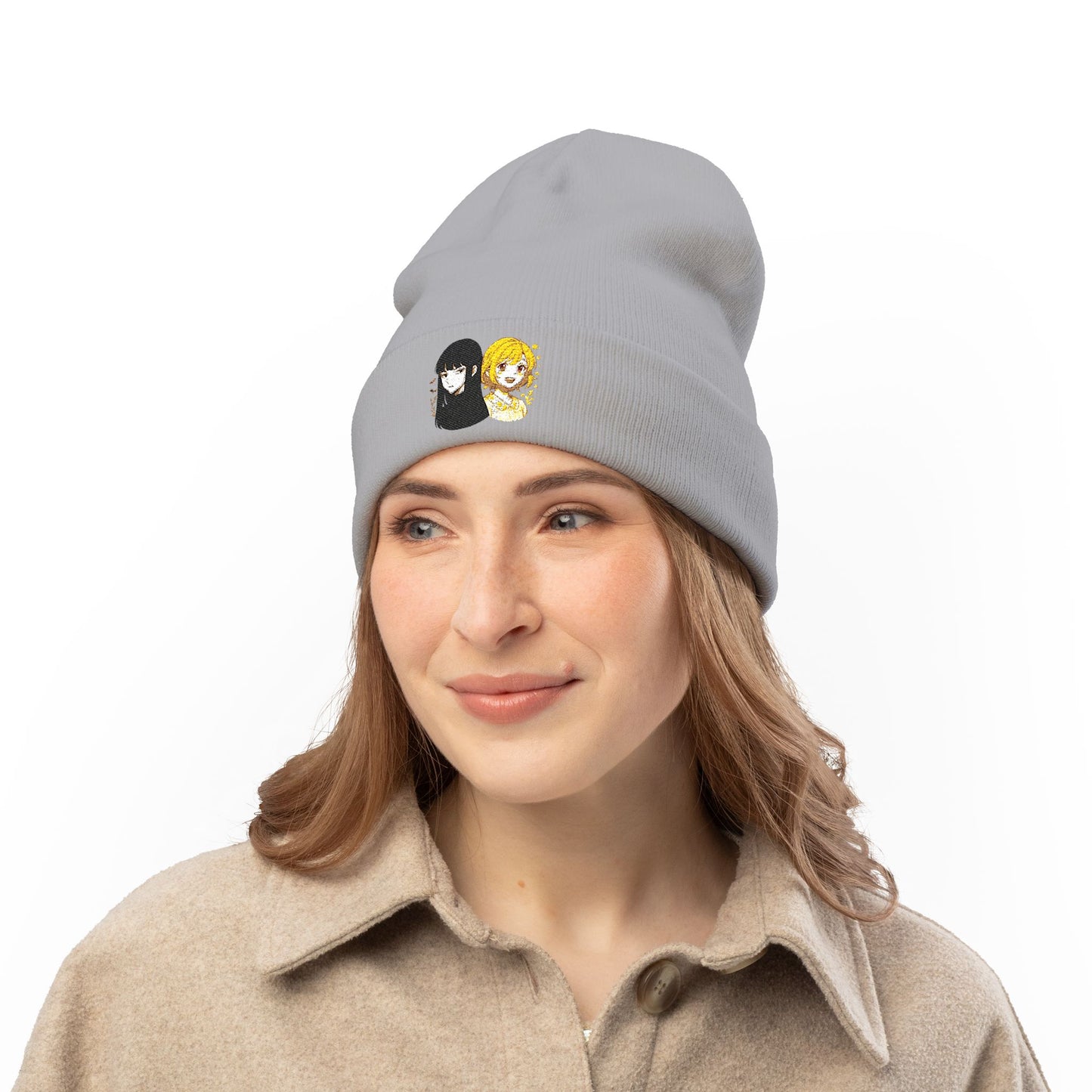 Anime-Inspired Knit Beanie, Embroidered Winter Hat, Gifts for Fans, Stylish Headwear for Cold Weather, Unique Cosplay Accessory