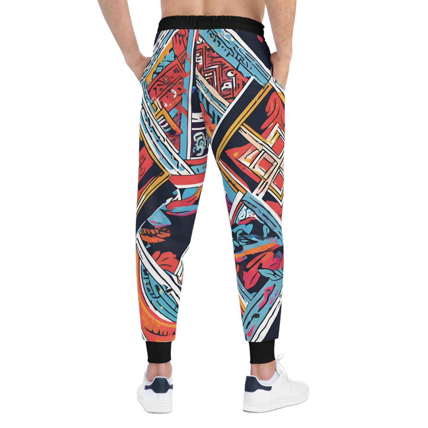 Seamless Pattern With Tribal Elements On A Black Canvas Joggers