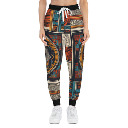 An African Pattern On A Red, Orange and Blue Athletic Joggers