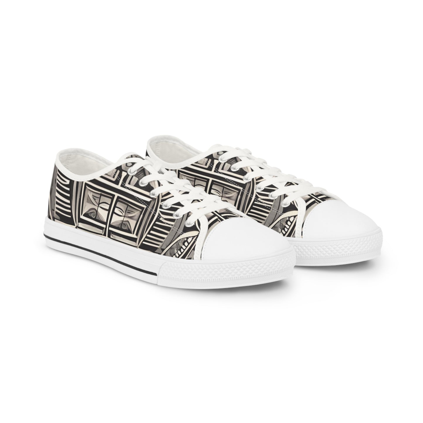 Men's Architectural Pattern Men's Low Top Sneakers — Vintage Facade Print