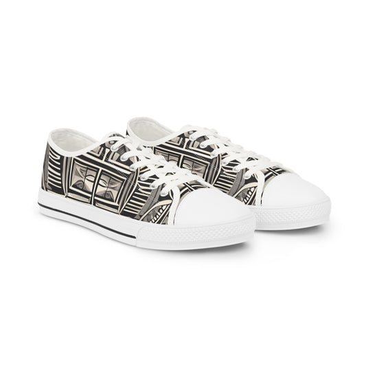 Men's Architectural Pattern Men's Low Top Sneakers — Vintage Facade Print