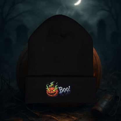 Mr. Pumpkin Head Embroidered Beanie, Spooky Style Hat, Autumn Accessory, Pumpkin Beanie, Cozy Fall Fashion