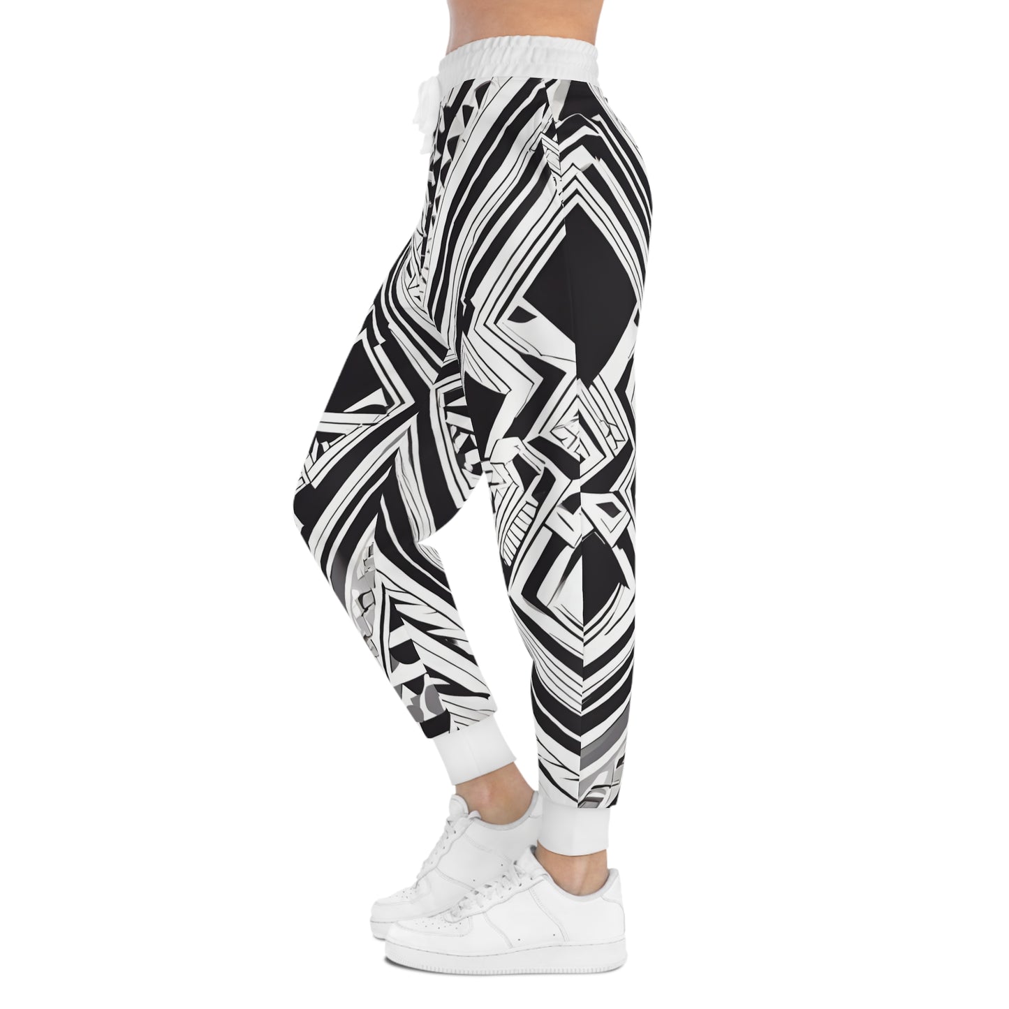 Athletic Black And White Drawing Of A Geometric Pattern Joggers