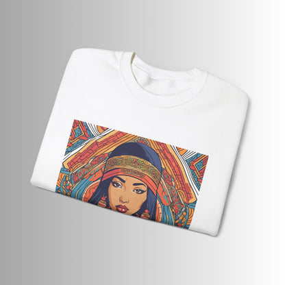 Illustration Of A Woman In Traditional Clothing Heavy Blend™ Sweatshirt