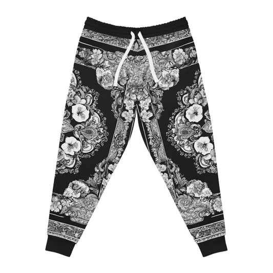 A Paisley Style On A Black And White Canvas Sweatpants