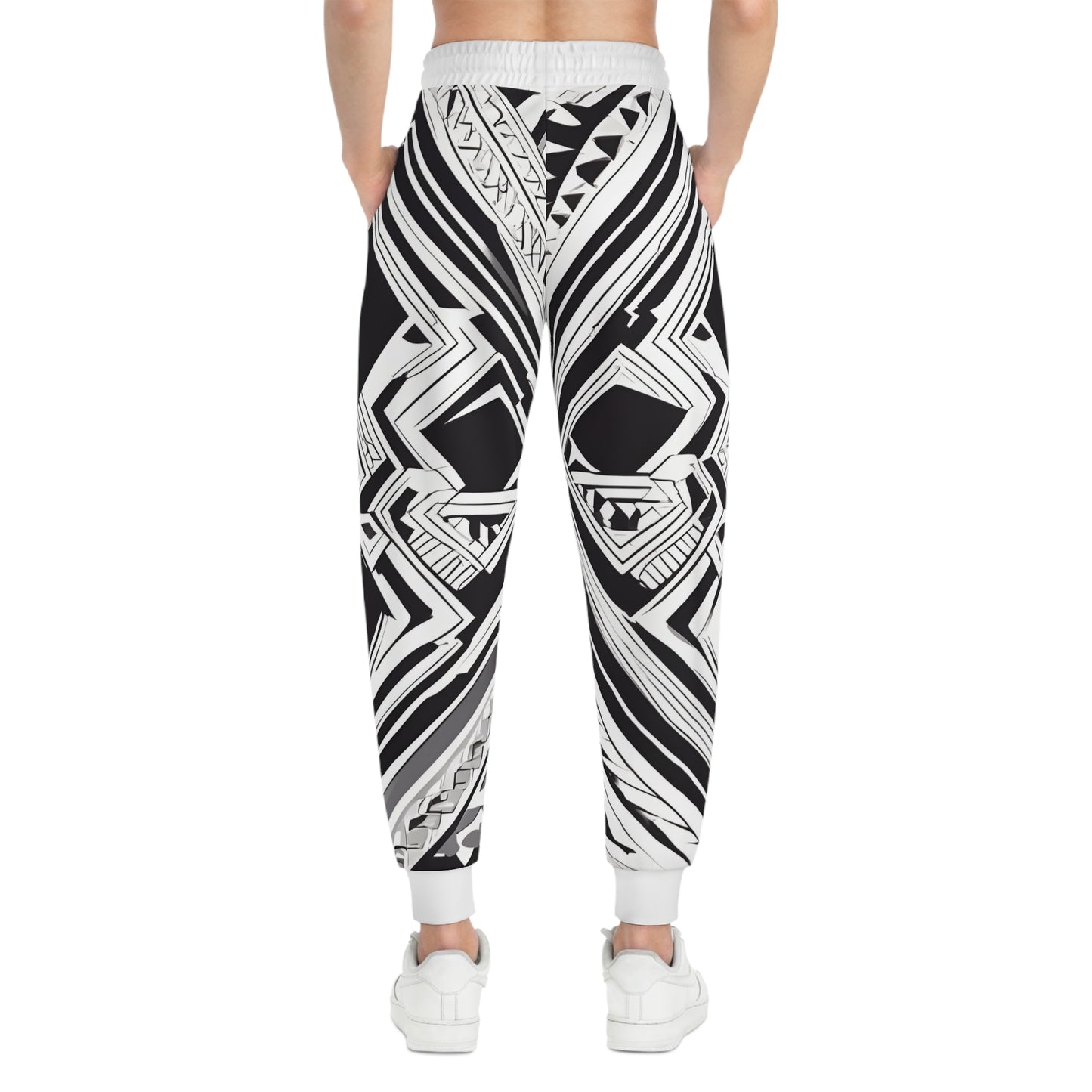 Athletic Black And White Drawing Of A Geometric Pattern Joggers