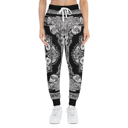 A Paisley Style On A Black And White Canvas Sweatpants
