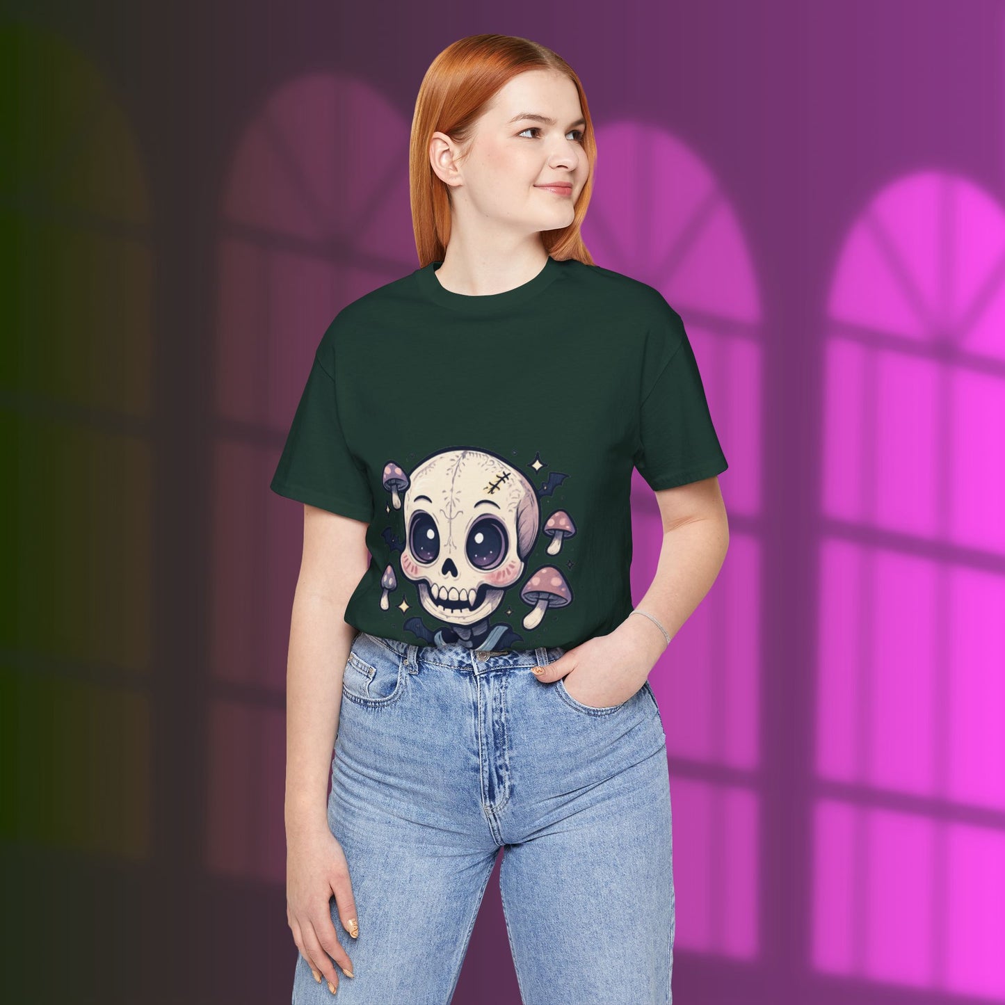 Halloween Skull Tee, Unisex Graphic Tee, Spooky Shirt, Cute Skeleton Apparel, Fall Fashion, Witchy Vibes