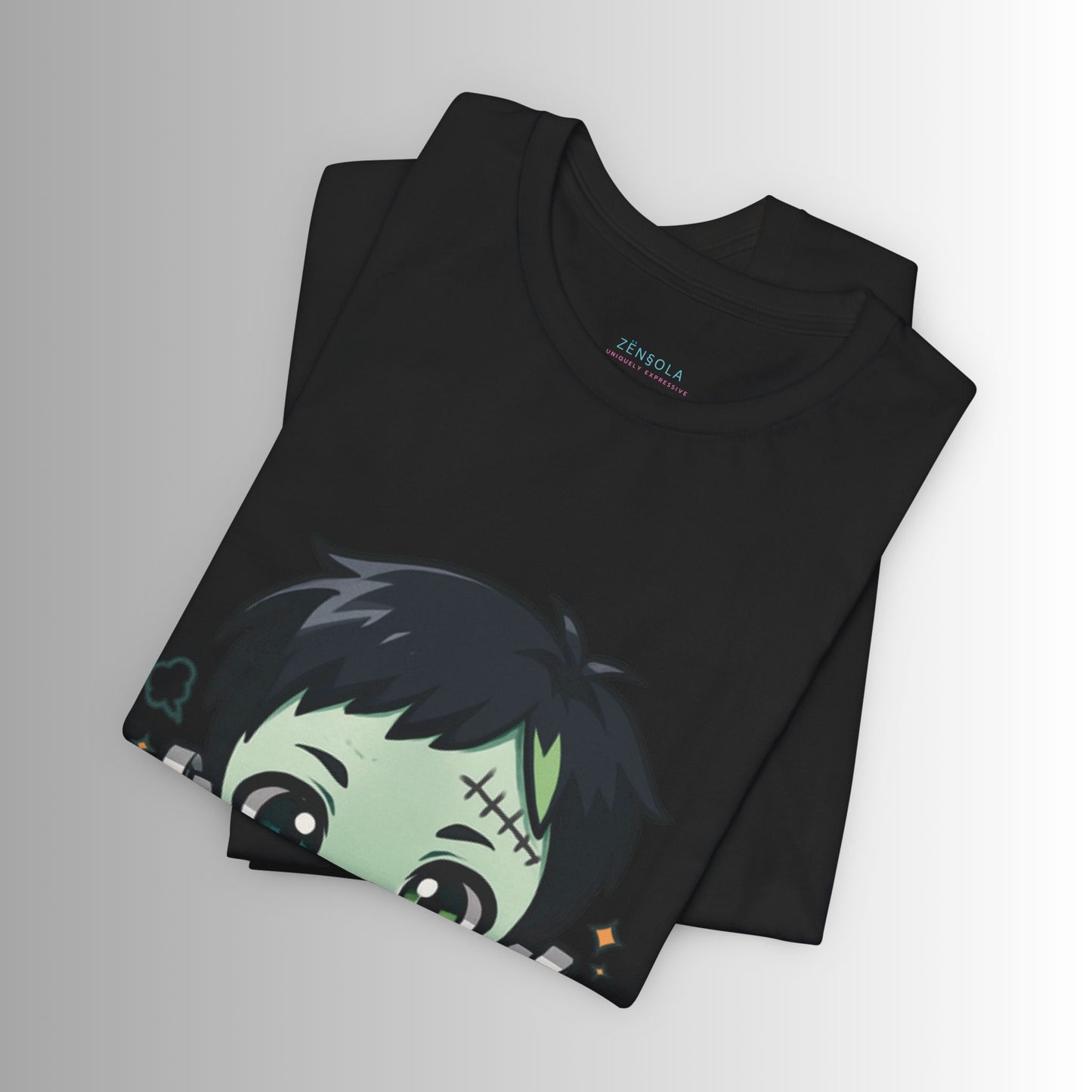 Cute Frankenstein Graphic Tee for Kids, Fun Halloween Shirt, Unisex Comic Style T-Shirt, Perfect for Parties, Costume Events