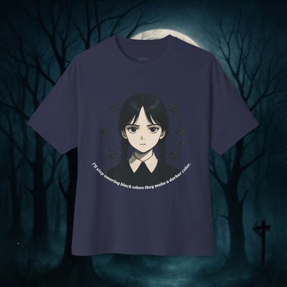 Wednesday Addams Gothic Oversized Tee, Dark Aesthetic T-Shirt, Unisex Graphic Tee for Anime Lovers, Halloween Outfit.