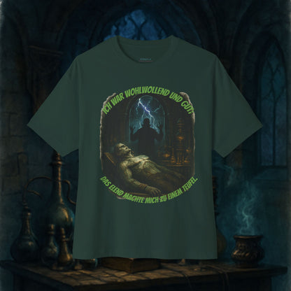 A Page of Frankenstein's Life Spooky Graphic Tee, Unisex Oversized T-Shirt, Halloween Apparel, Gothic Style Shirt, Gift for Horror Fans, Witchy Vintage Design