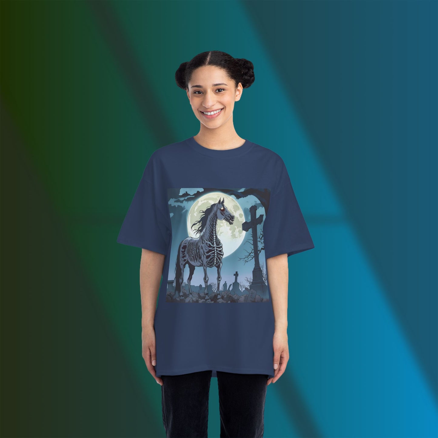 Spooky Skeleton Horse T-Shirt, Halloween Shirt, Horror Tee, Eerie Graphic T-Shirt, Dark Art Apparel, Unique Gift for Horse Lovers