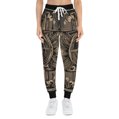 A Circular Black And Gold Line Pattern Design Joggers