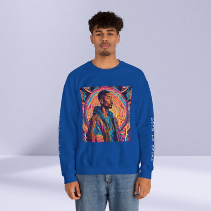 Tribe Of Dreams Standing In Front Of An Ornate Patterned Background Crewneck Sweatshirt