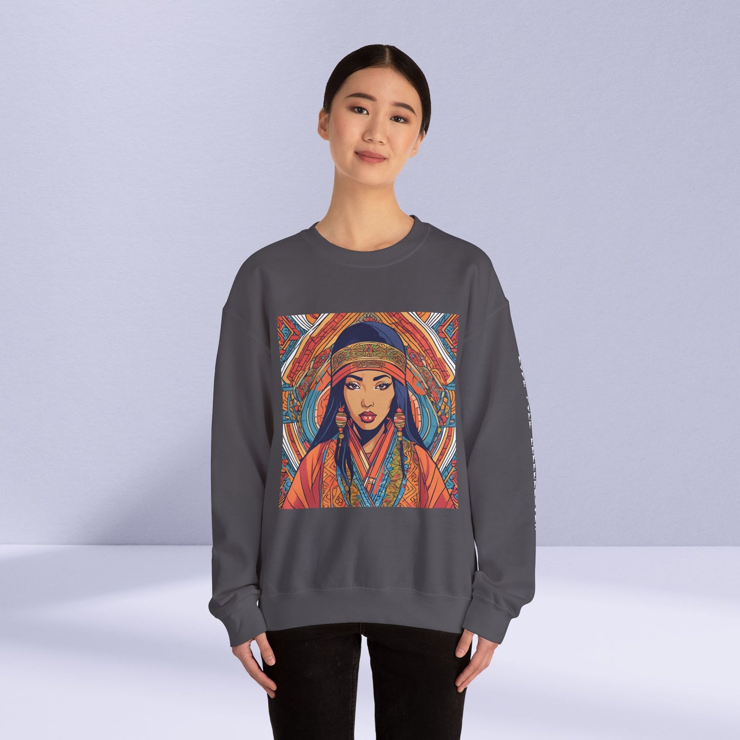 Illustration Of A Woman In Traditional Clothing Heavy Blend™ Sweatshirt