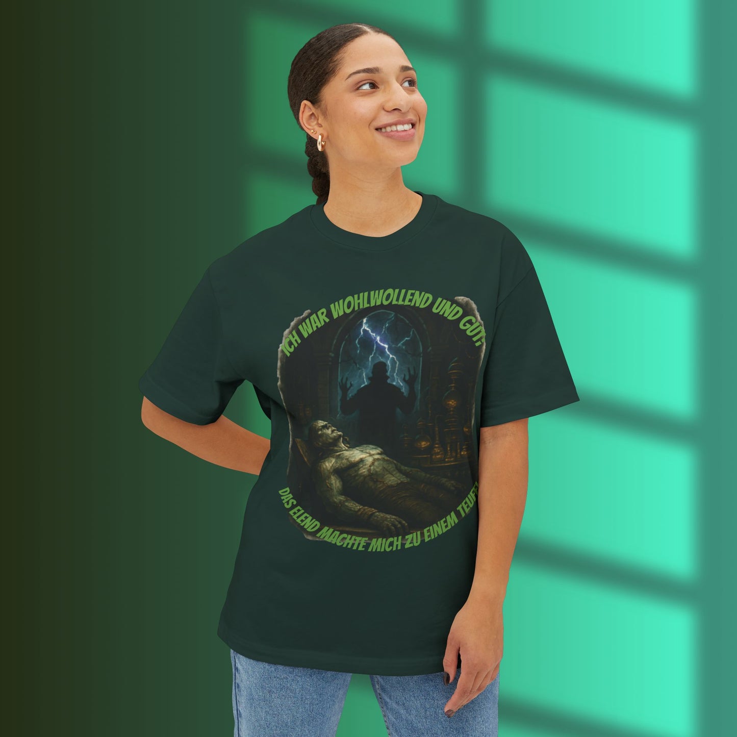 A Page of Frankenstein's Life Spooky Graphic Tee, Unisex Oversized T-Shirt, Halloween Apparel, Gothic Style Shirt, Gift for Horror Fans, Witchy Vintage Design