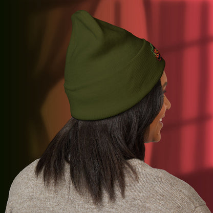 Mr. Pumpkin Head Embroidered Beanie, Spooky Style Hat, Autumn Accessory, Pumpkin Beanie, Cozy Fall Fashion