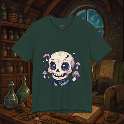 Halloween Skull Tee, Unisex Graphic Tee, Spooky Shirt, Cute Skeleton Apparel, Fall Fashion, Witchy Vibes