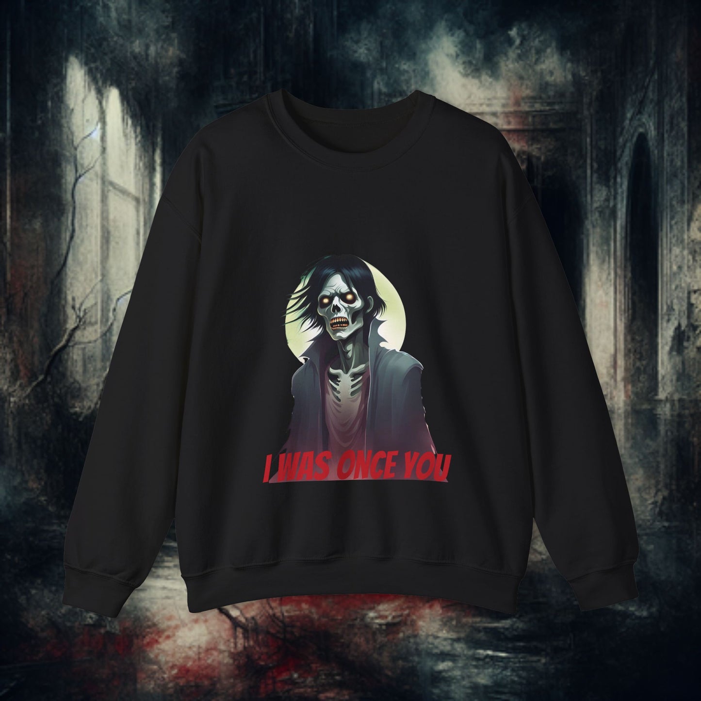 Gothic Zombie Horror Crewneck Sweatshirt - Unisex Gift for Halloween, Spooky Nights, Horror Lovers, Funny Sweatshirt, Casual Wear